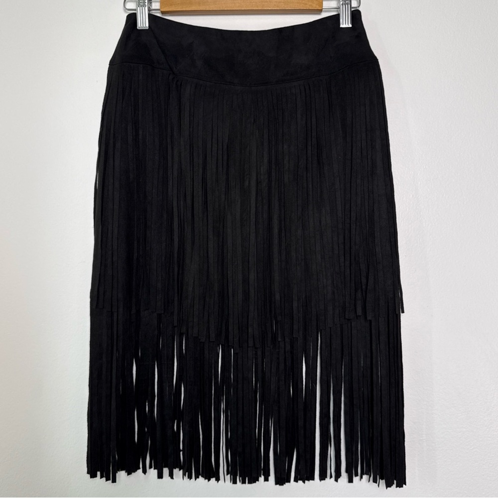 Vocal USA Black Fringe Skirt Size Small Western Festival Boho Whimsigoth EUC